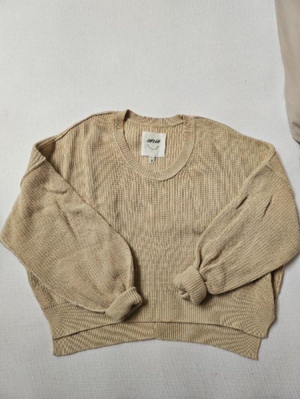 Aerie Ribbed Sweater (Beige)